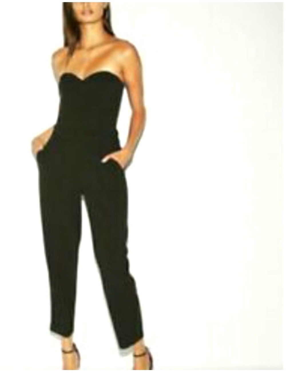 Express Black Strapless Sweetheart Jumpsuit